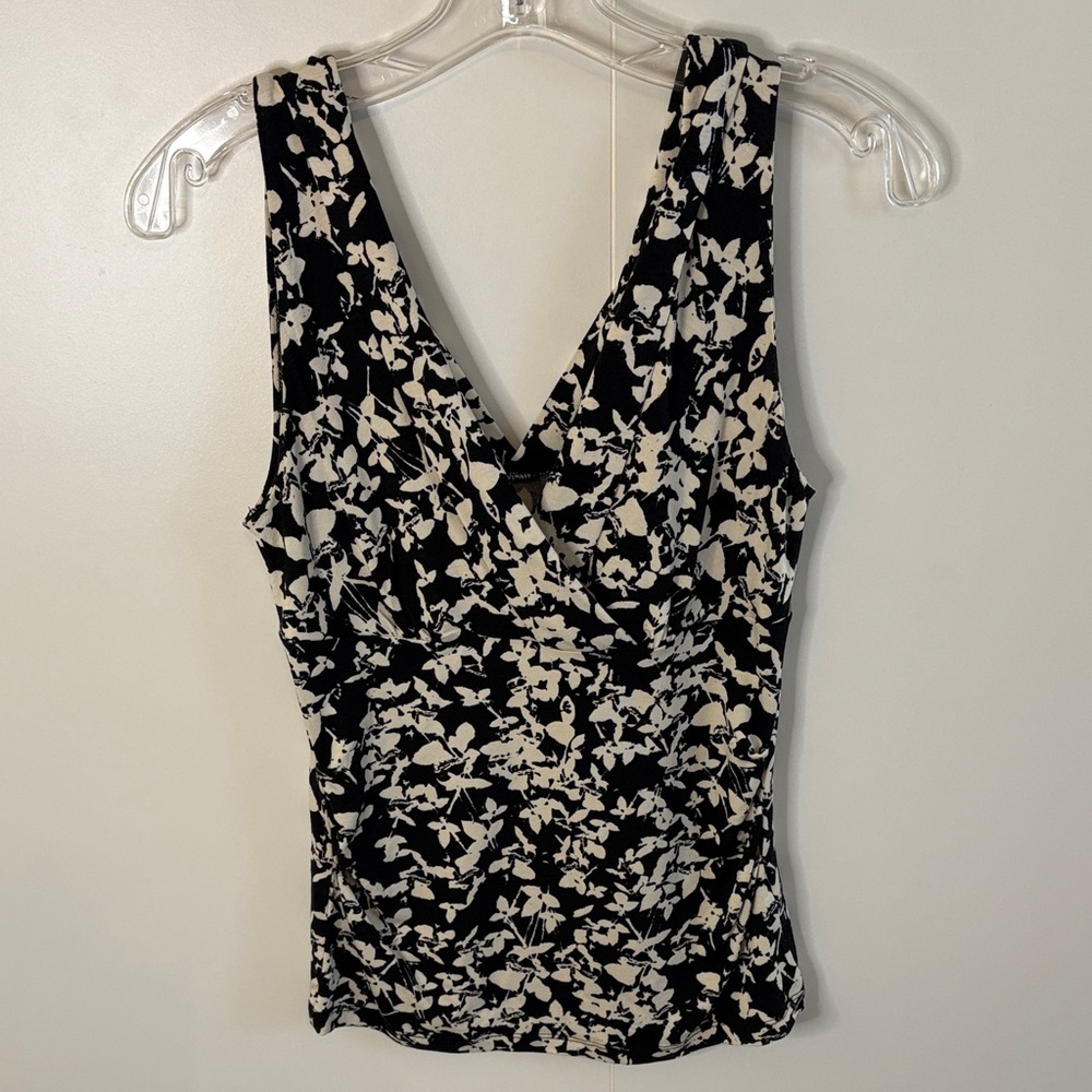 The Limited Black and Cream Floral Tank Top